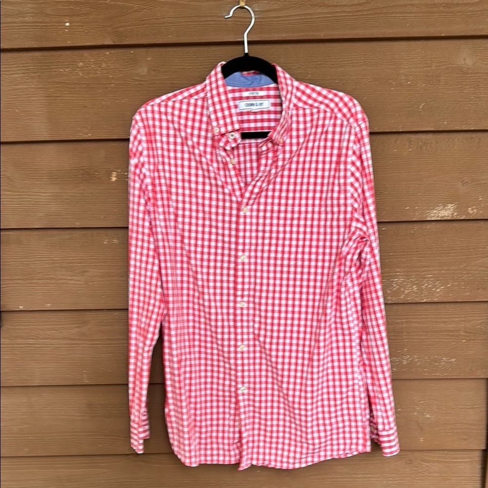 Crown & Ivy Red Plaid Casual Button Down Stretch Boy’s Shirt size Medium